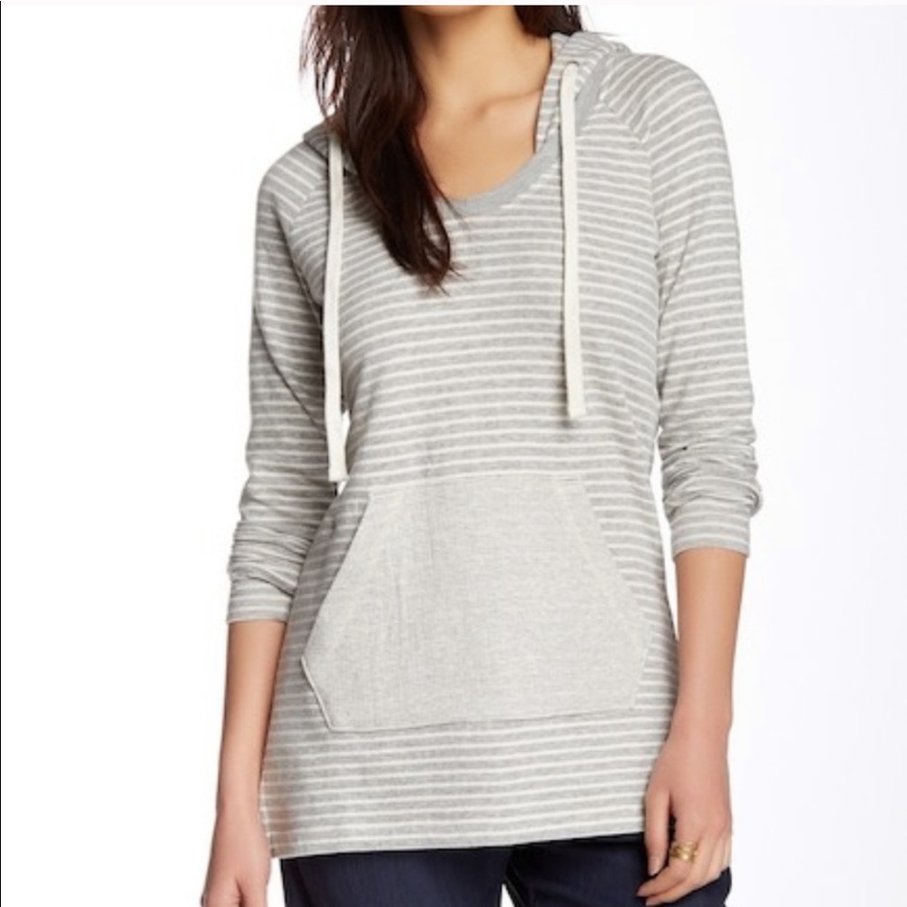 James Perse Raglan Grey Striped Hoodie 1